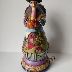 2014 Jim Shore "For All Things. Give Thanks" Turkey rotating musical 4044667 NEW